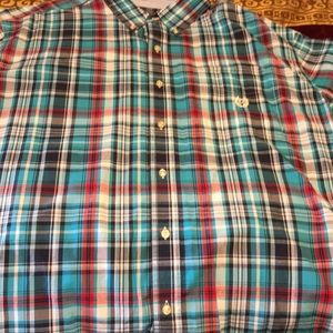 3XB Torquise Plaid Chaps Short Sleeve Shirt